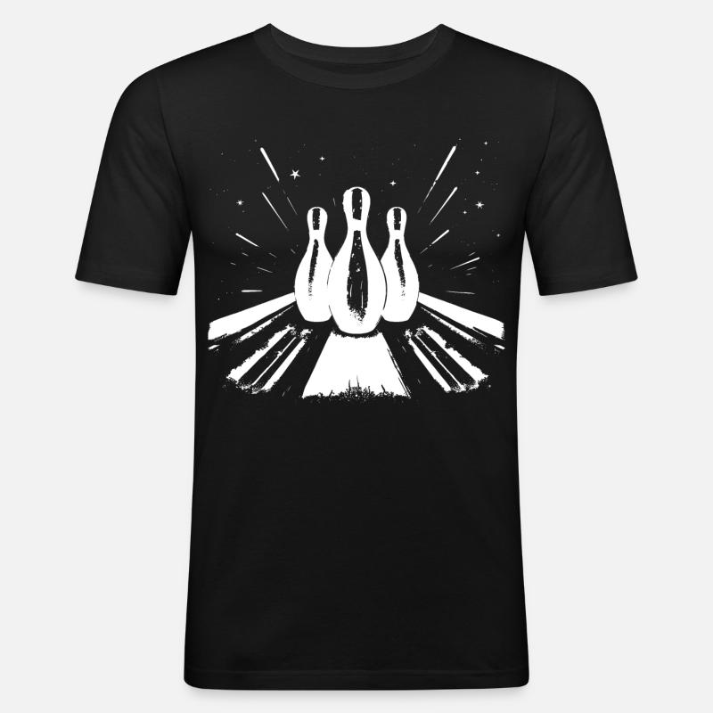 Bowling - Männer Slim Fit T-Shirt - Schwarz