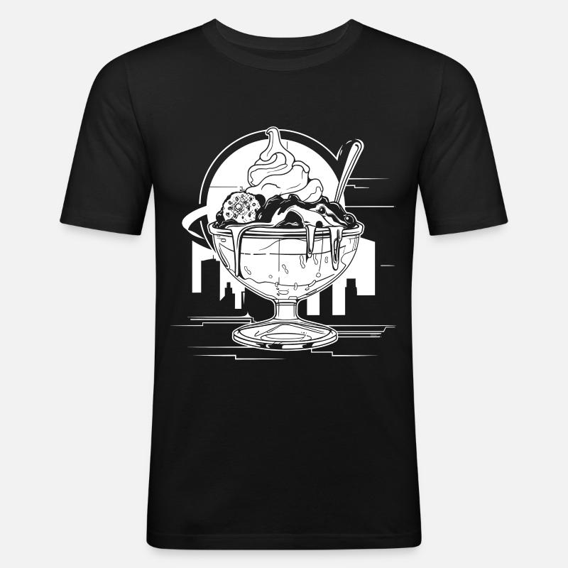 Grafik Eisbecher - Männer Slim Fit T-Shirt - Schwarz