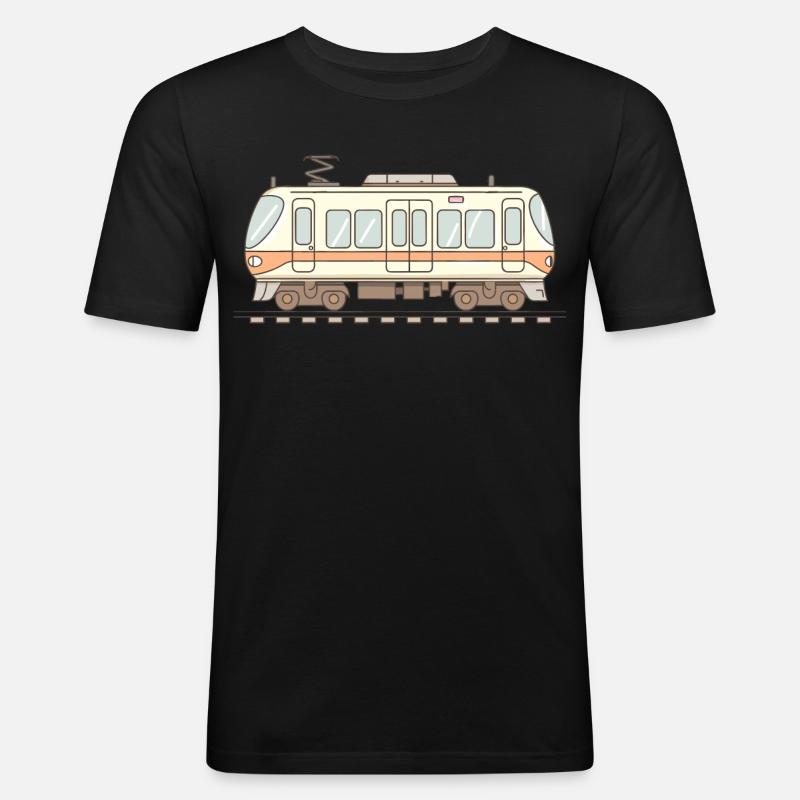 Eisenbahn Comic Look - Männer Slim Fit T-Shirt - Schwarz