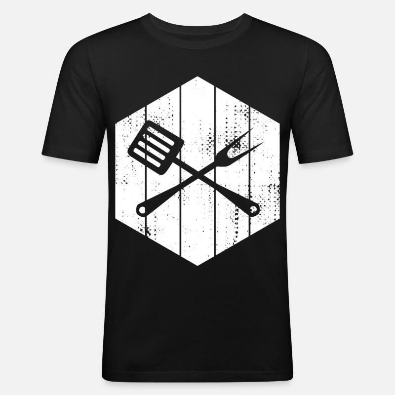 Kochlöffel und Gabel - Männer Slim Fit T-Shirt - Schwarz