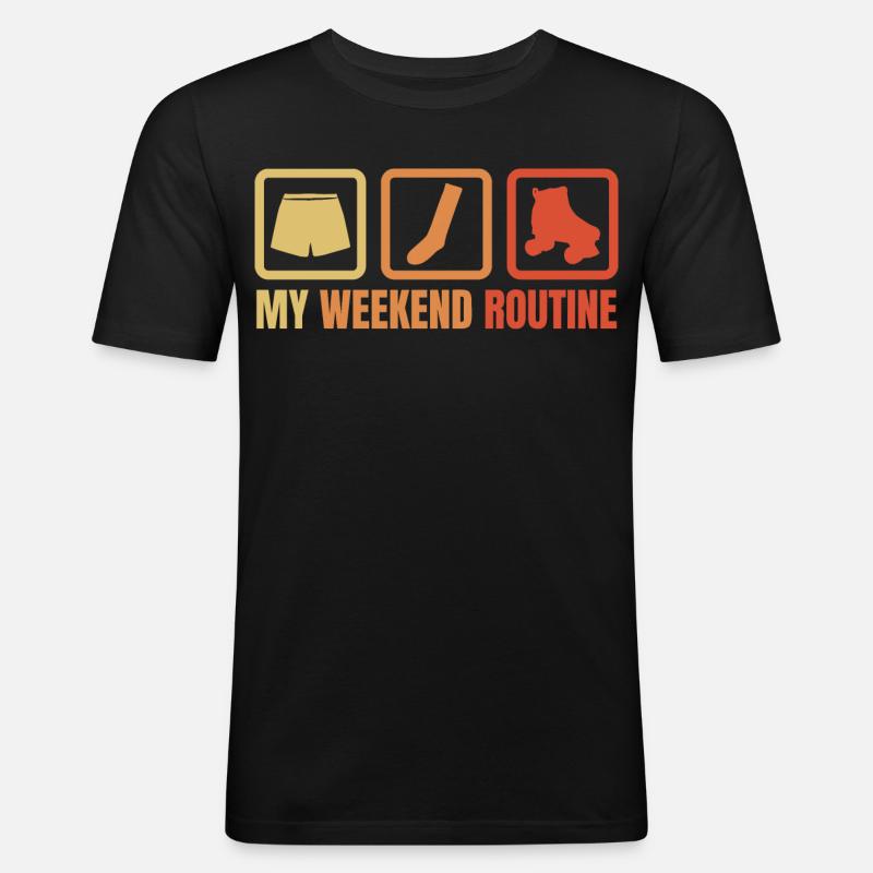 Wochenende mit Rollschuhen - Männer Slim Fit T-Shirt - Schwarz