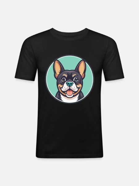 Cao De Castro Laboreiro Race Chien Dessin Animé Kawaii - T-shirt près du corps Homme - noir