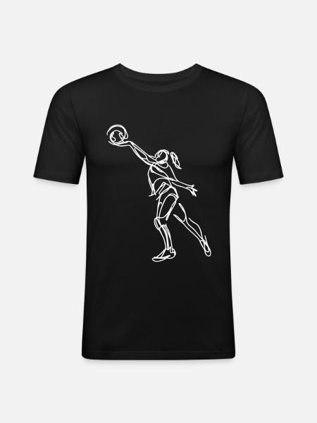 Female Volleyball Player Sketch - Men's Slim Fit T-Shirt - black