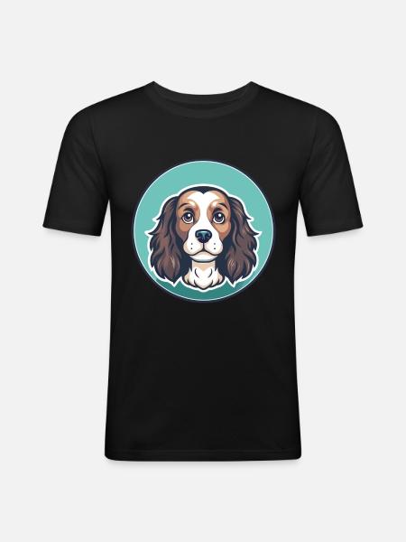 Toy Trawler Spaniel Dog Breed Funny Cartoon Kawaii - Men's Slim Fit T-Shirt - black