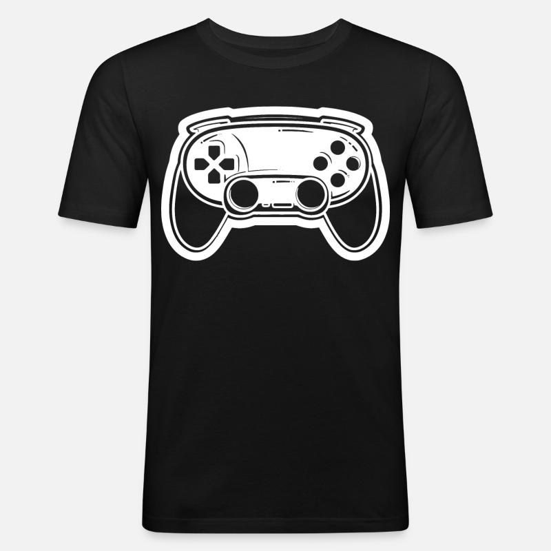 Videospiel Controller Zeichnung - Männer Slim Fit T-Shirt - Schwarz