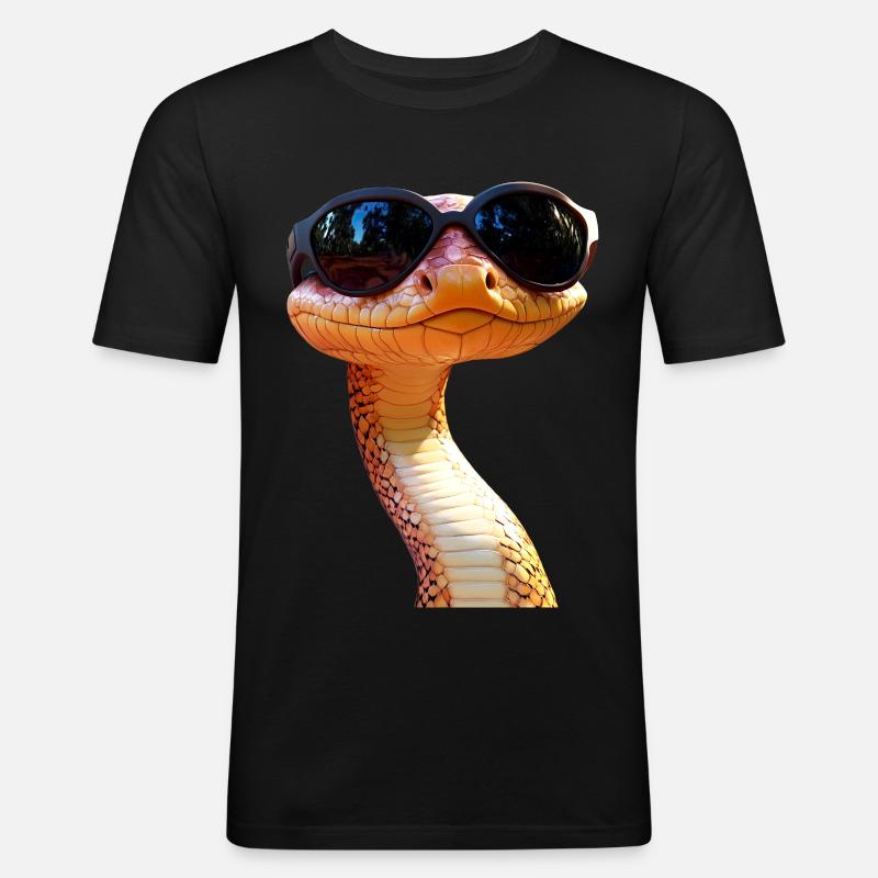 Schlange Python Kobra Mamba Klapperschlange Snake - Männer Slim Fit T-Shirt - Schwarz