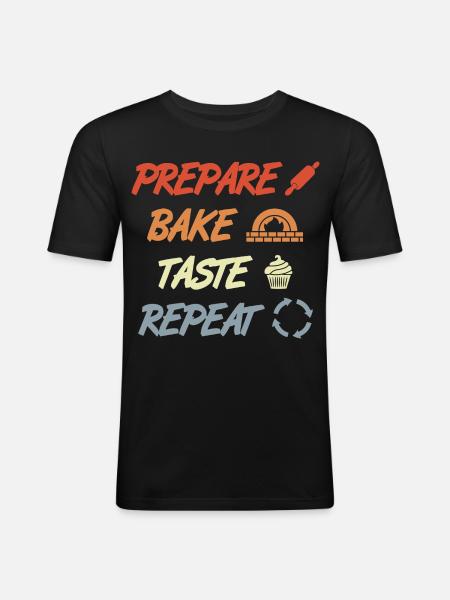 Préparer Cuire Goûter Répéter - T-shirt près du corps Homme - noir
