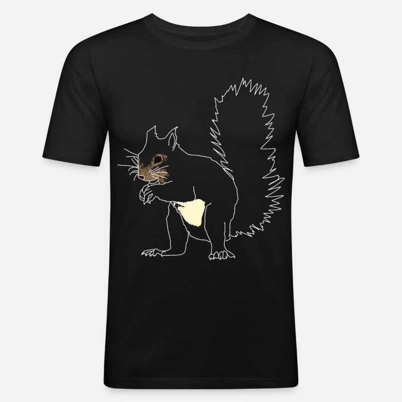 Eichhörnchen lineart - Männer Slim Fit T-Shirt - Schwarz