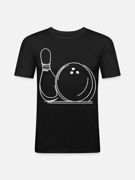 Bowling Ball and Pin Drawing - Men's Slim Fit T-Shirt - black