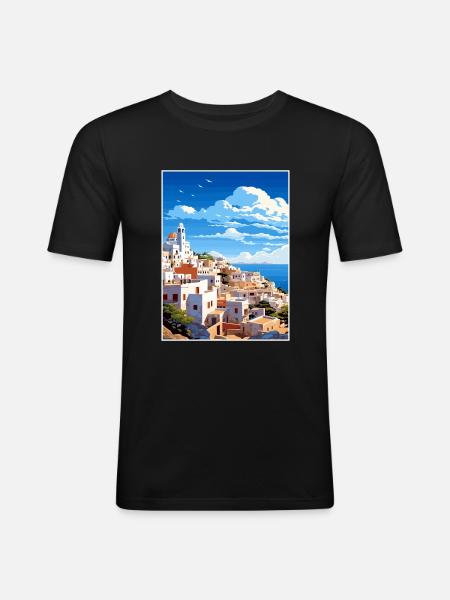 Tétouan Maroc Affiche de voyage Peinture Souvenir WPA - T-shirt près du corps Homme - noir