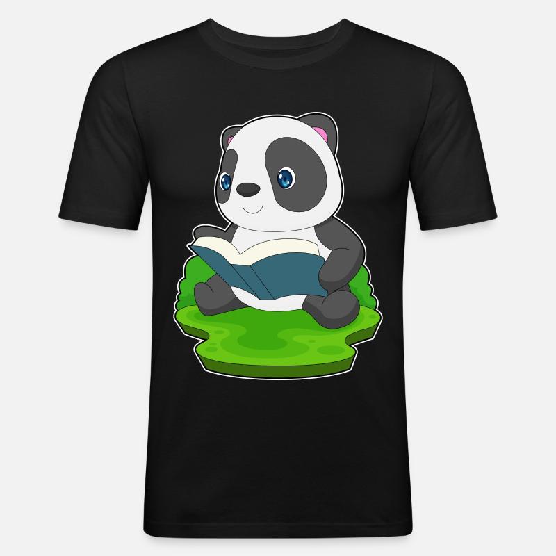 Panda Buch - Männer Slim Fit T-Shirt - Schwarz