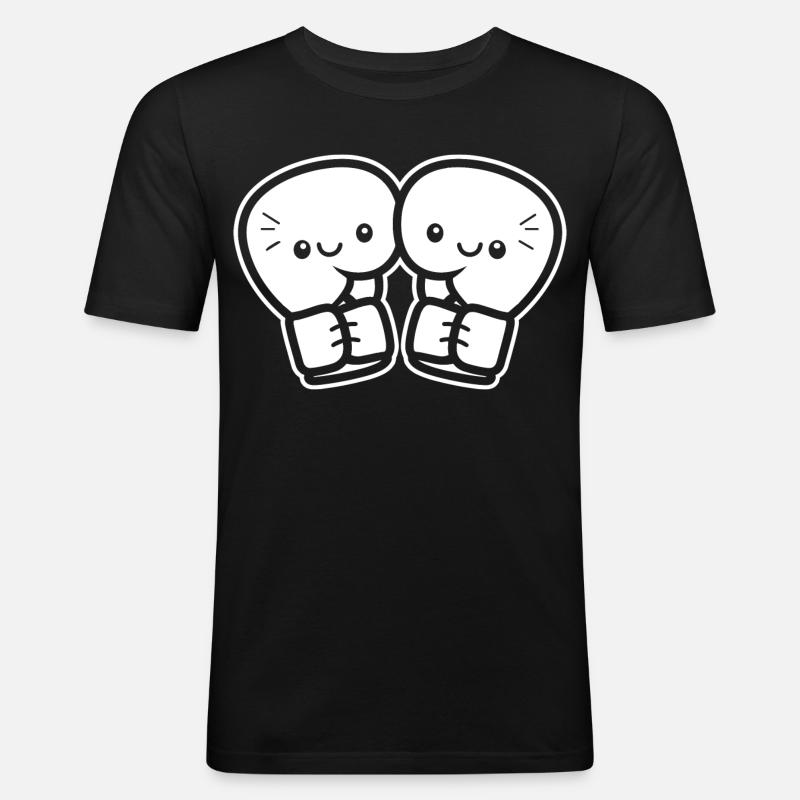 Lustige Boxhandschuhe - Männer Slim Fit T-Shirt - Schwarz