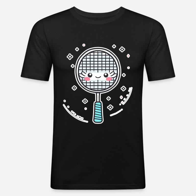 Badmintonschläger Comic Look - Männer Slim Fit T-Shirt - Schwarz