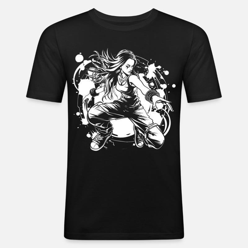 Breakdancer Mädchen - Männer Slim Fit T-Shirt - Schwarz
