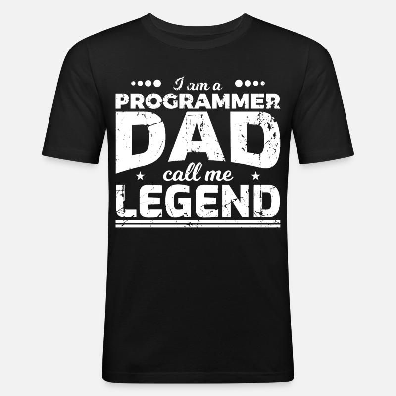 Coder Papa - Männer Slim Fit T-Shirt - Schwarz