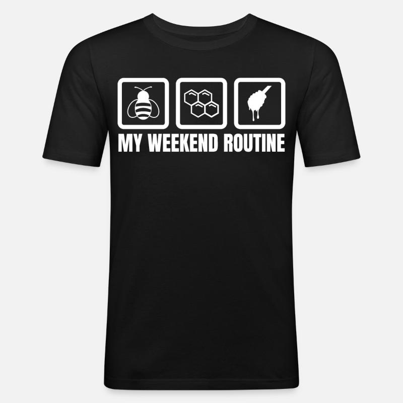 Meine Wochenendroutine - Männer Slim Fit T-Shirt - Schwarz