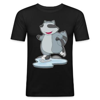 Patins à glace Raccoon - T-shirt près du corps Homme - noir - Devant - Nik (191cm)