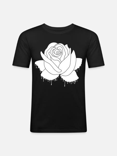 Graffiti d'une rose blanche - T-shirt près du corps Homme - noir