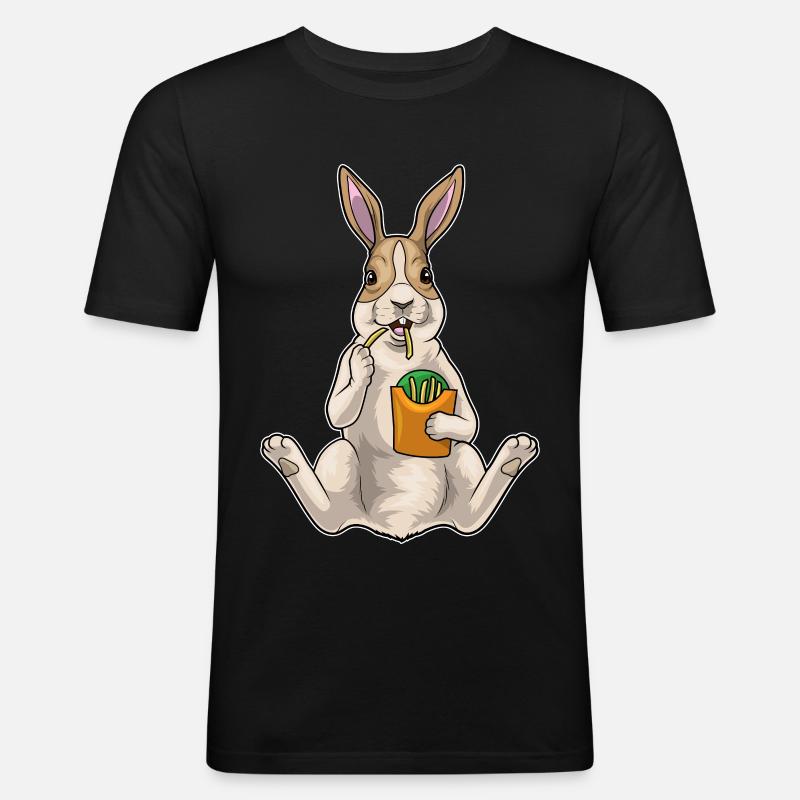 Frites lapin - T-shirt près du corps Homme - noir