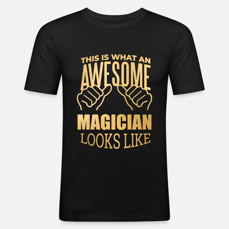 Zauberer - Männer Slim Fit T-Shirt - Schwarz