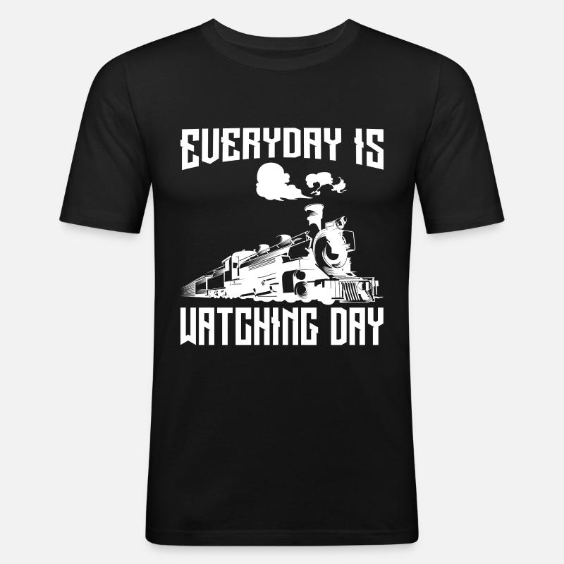 Everyday is Watching Day - Männer Slim Fit T-Shirt - Schwarz