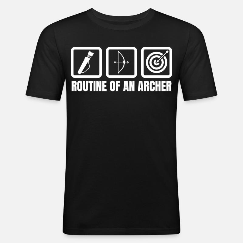 Routine eines Bogenschützen - Männer Slim Fit T-Shirt - Schwarz