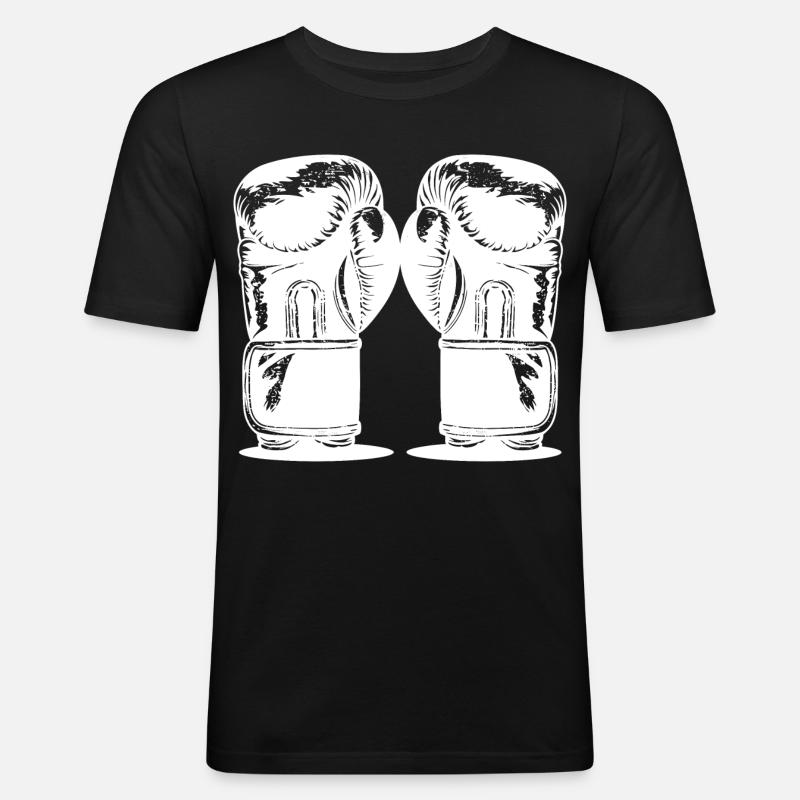 Boxhandschuhe - Männer Slim Fit T-Shirt - Schwarz