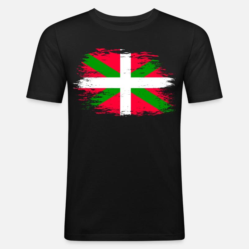 Drapeau basque utilisé - T-shirt près du corps Homme - noir