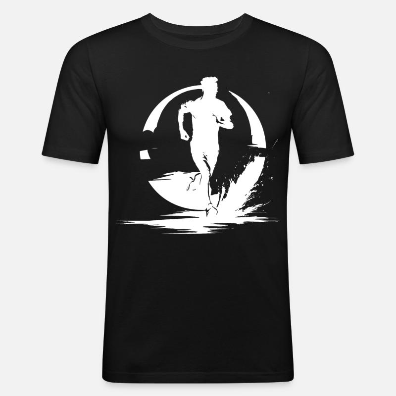Marathon Junge Zeichnung - Männer Slim Fit T-Shirt - Schwarz