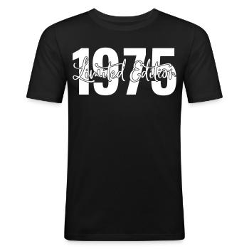 Limited Edition 1975 - Männer Slim Fit T-Shirt - Schwarz - Vorne - Nik (191cm)