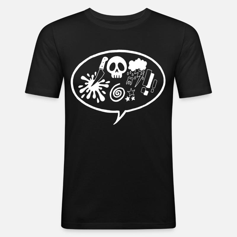 Comic (weiß) - Männer Slim Fit T-Shirt - Schwarz