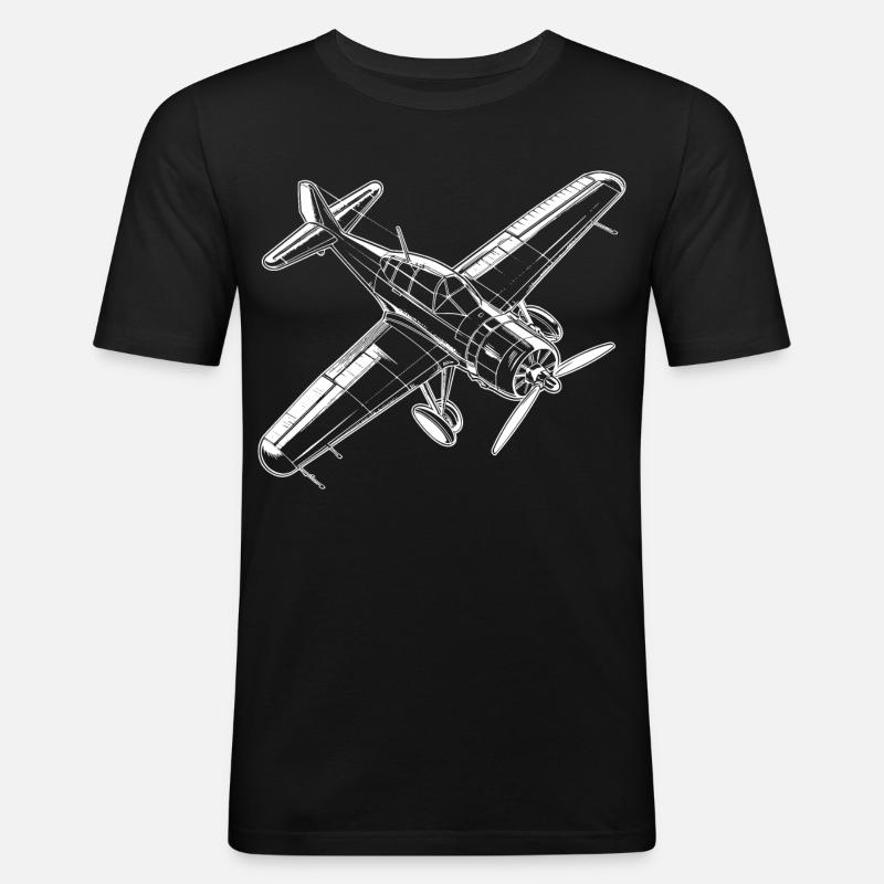Propellerflugzeug - Männer Slim Fit T-Shirt - Schwarz