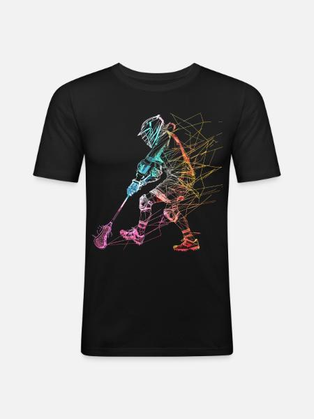 Lacrosse Player Sketch - Men's Slim Fit T-Shirt - black