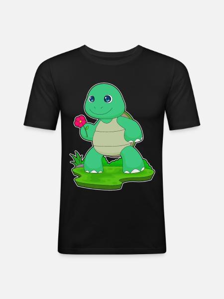 Turtle Flower - Men's Slim Fit T-Shirt - black