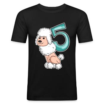 5. Geburtstag Motiv Pudel Tier - 5 jahre - Männer Slim Fit T-Shirt - Schwarz - Vorne - Nik (191cm)