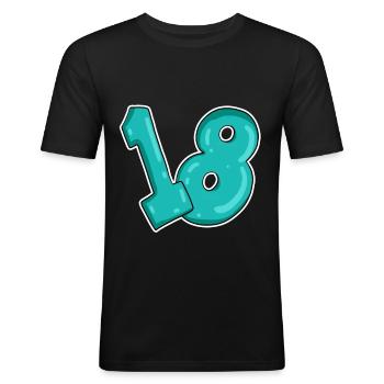 Dix-huit 18 Numéro Numéro - T-shirt près du corps Homme - noir - Devant - Nik (191cm)
