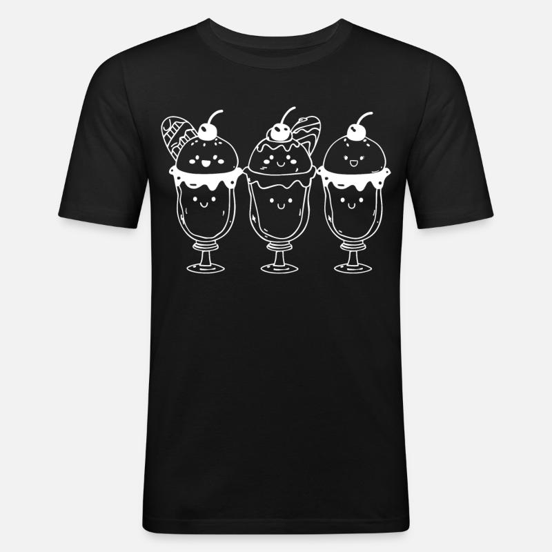 Eisbecher Comic Look - Männer Slim Fit T-Shirt - Schwarz