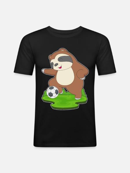 Sloth Soccer Player Soccer - Men's Slim Fit T-Shirt - black