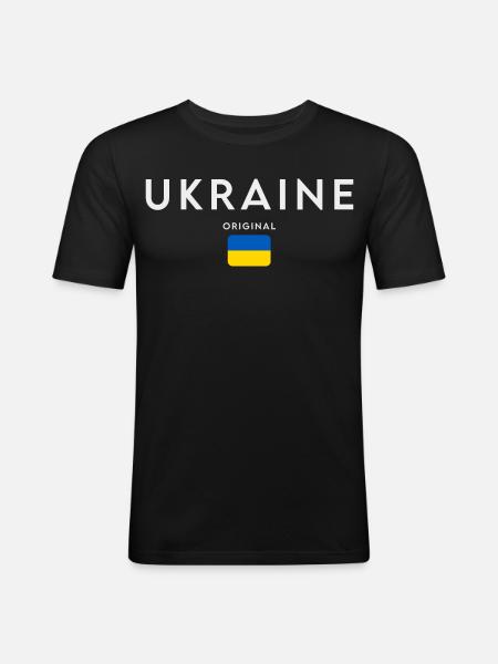 Ukrainian flag, Ukrainian pride - Men's Slim Fit T-Shirt - black