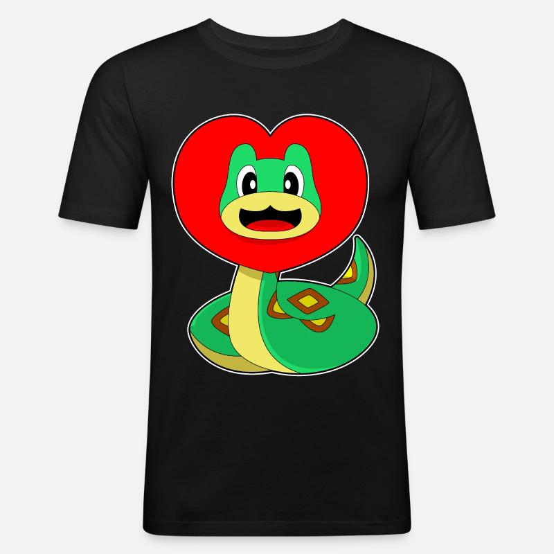 Cœur de serpent - T-shirt près du corps Homme - noir