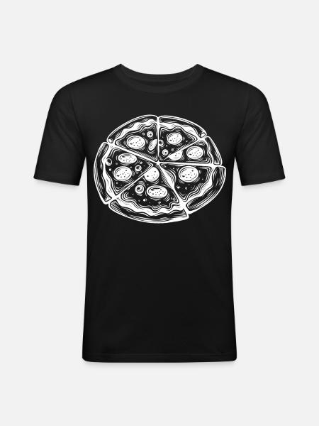 Pizza Drawing - Men's Slim Fit T-Shirt - black
