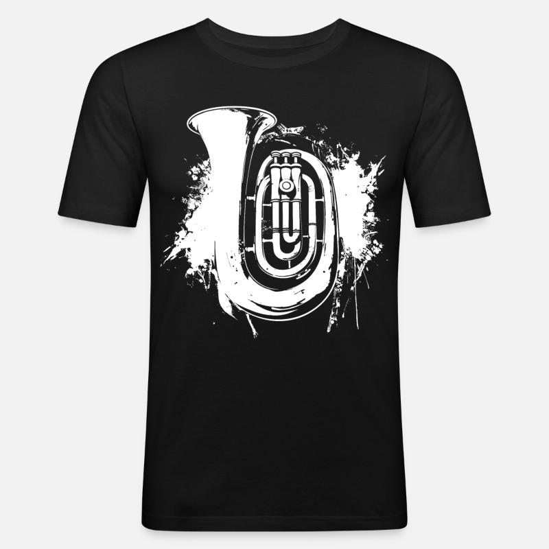 Tuba Graffiti - Männer Slim Fit T-Shirt - Schwarz