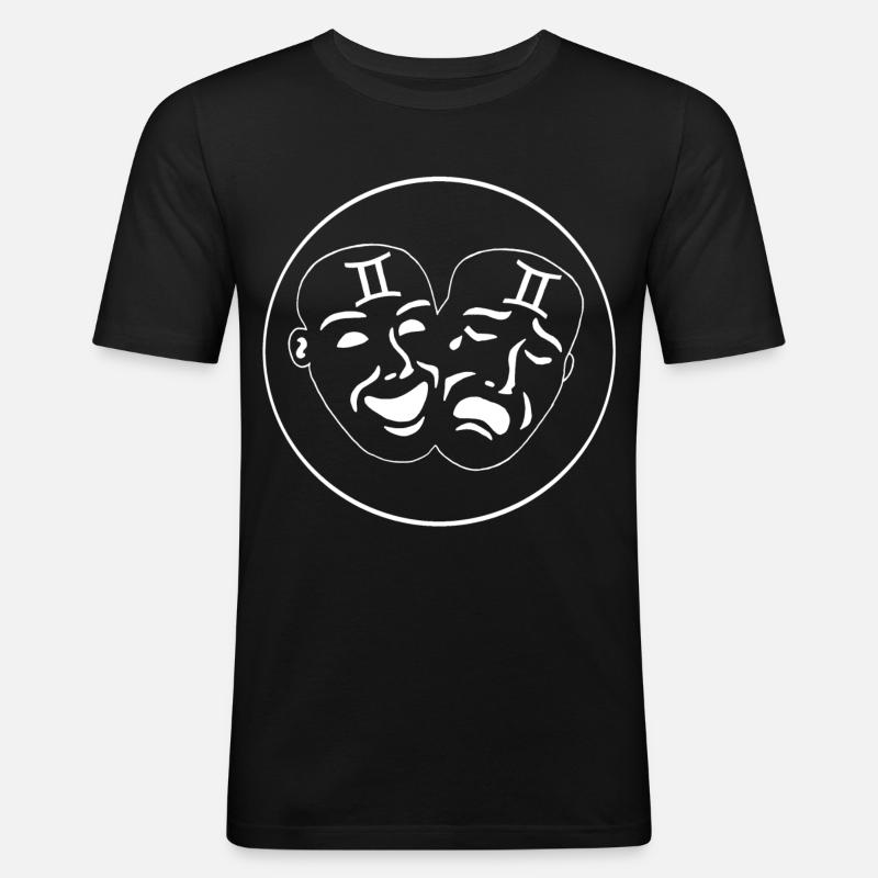 Zwillinge Sternzeichen (weiß) - Männer Slim Fit T-Shirt - Schwarz