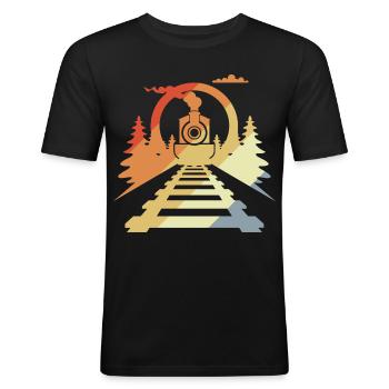 Eisenbahn Retro Stil - Männer Slim Fit T-Shirt - Schwarz - Vorne - Nik (191cm)