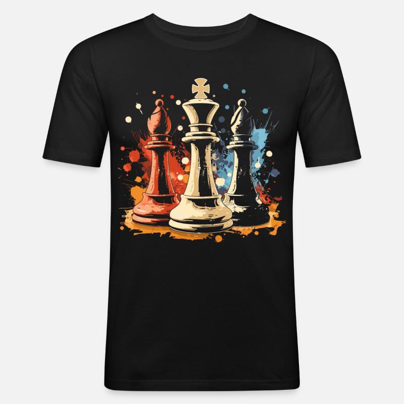 Schach Läufer und König Graffiti - Männer Slim Fit T-Shirt - Schwarz