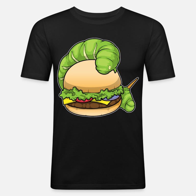 Raupe Burger - Männer Slim Fit T-Shirt - Schwarz