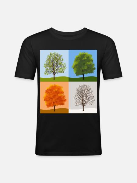 Saisons - T-shirt près du corps Homme - noir