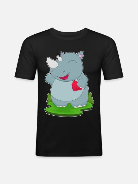 Nashorn Poker Pokerkarten - Männer Slim Fit T-Shirt - Schwarz