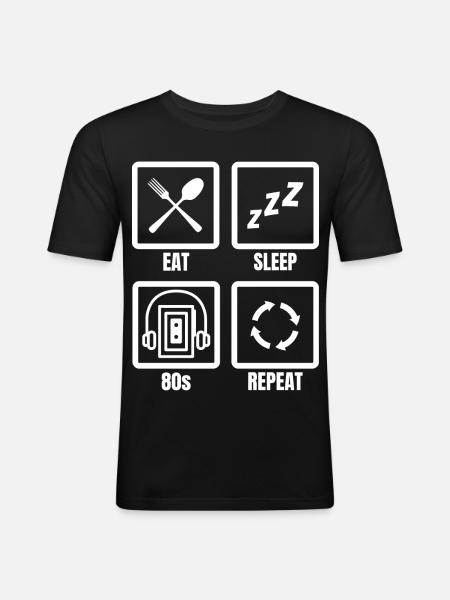 Eat Sleep 80s Repeat - Men's Slim Fit T-Shirt - black