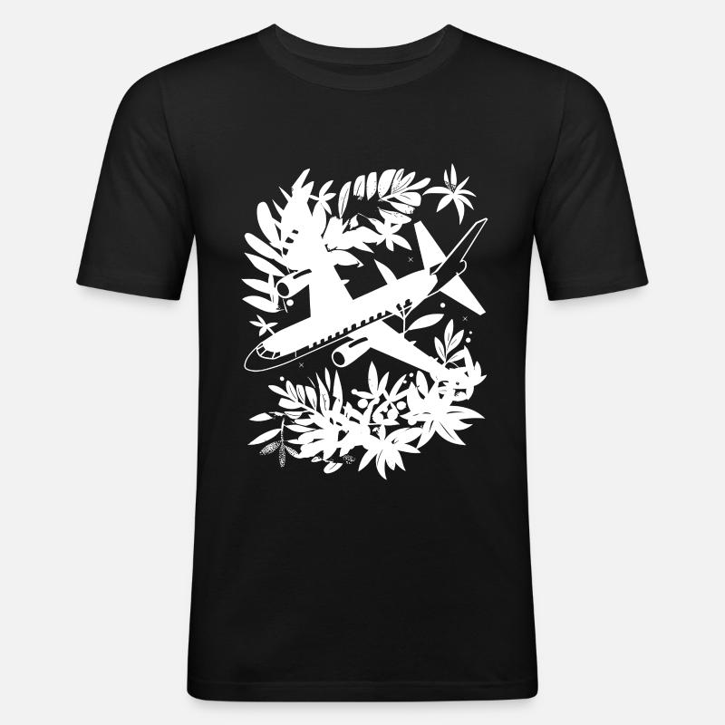 Flugzeug Comic Stil - Männer Slim Fit T-Shirt - Schwarz